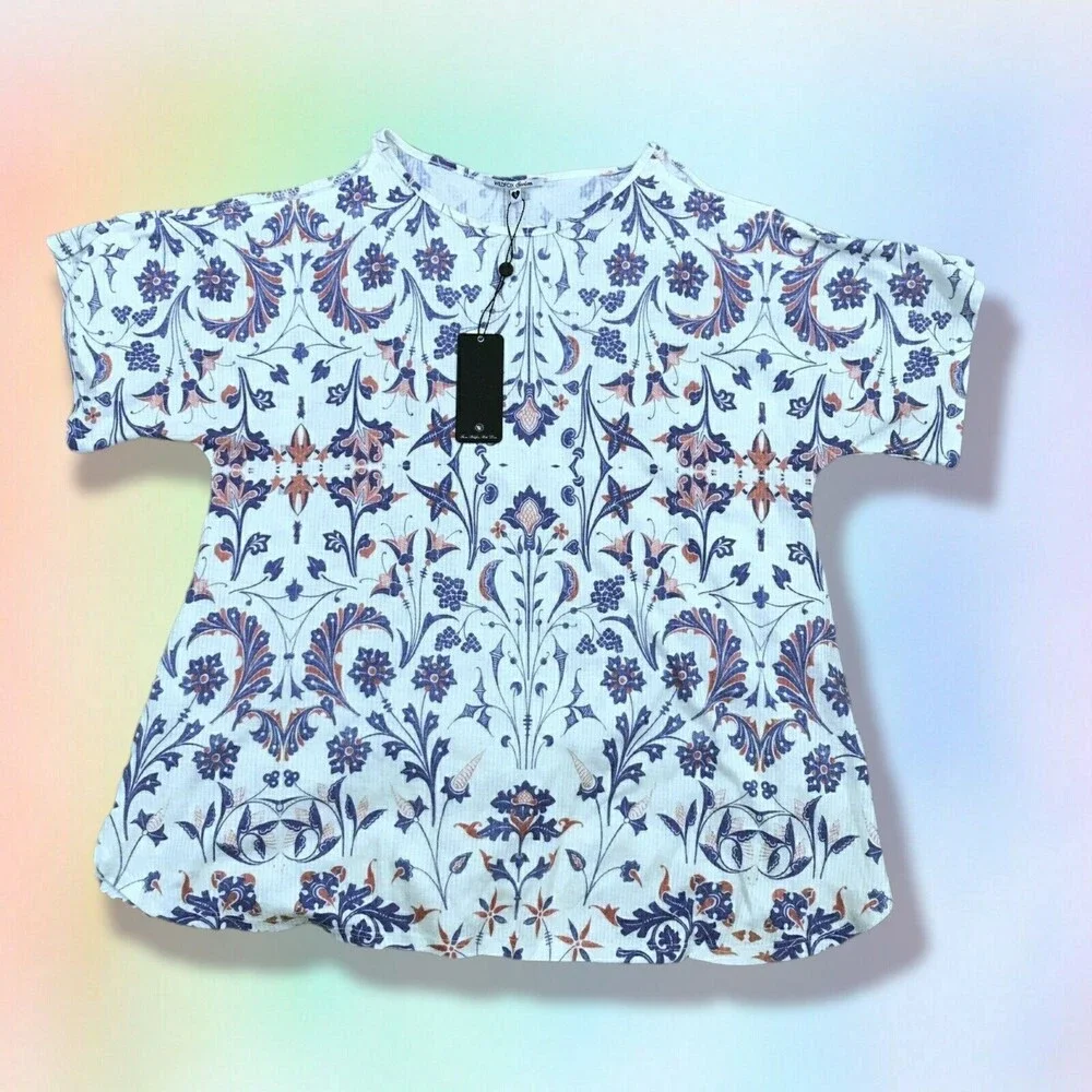 WILDFOX Swim Top S Ribbed Tunic Cover-Up NWT Munich American‎ Paisley
